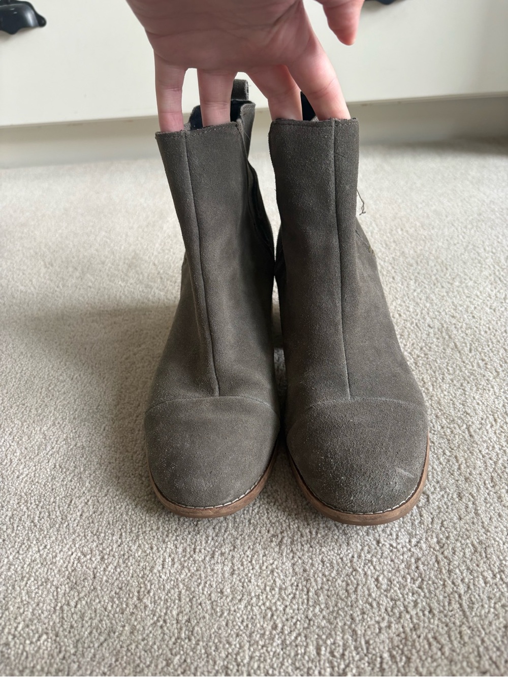 Toms Olive Suede Ankle Booties